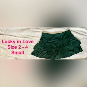 Lucky in Love Dark Green Ruffled tennis Skirt